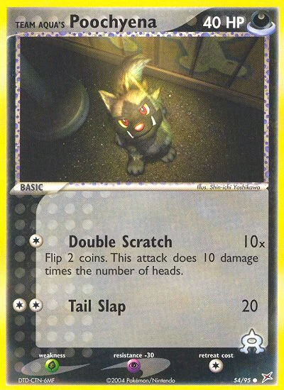 Team Aqua's Poochyena 54/95, Team Magma vs Team Aqua Pokémon card