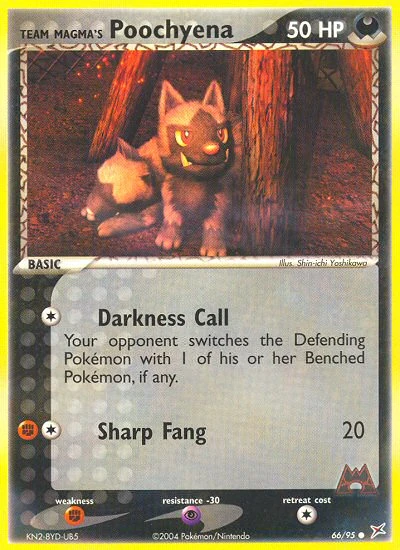 Team Magma's Poochyena 66/95, Team Magma vs Team Aqua Pokémon card