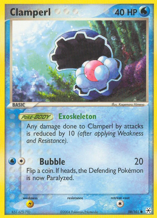 Clamperl 58/101, Hidden Legends Pokémon card