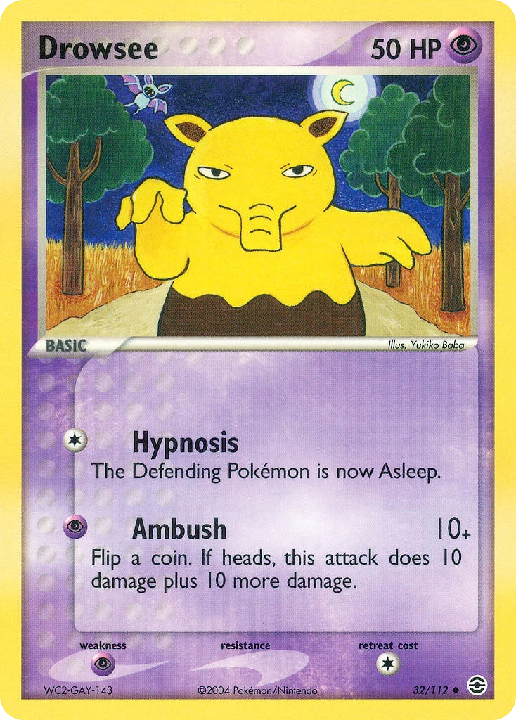 Drowzee 32/112, FireRed & LeafGreen Pokémon card