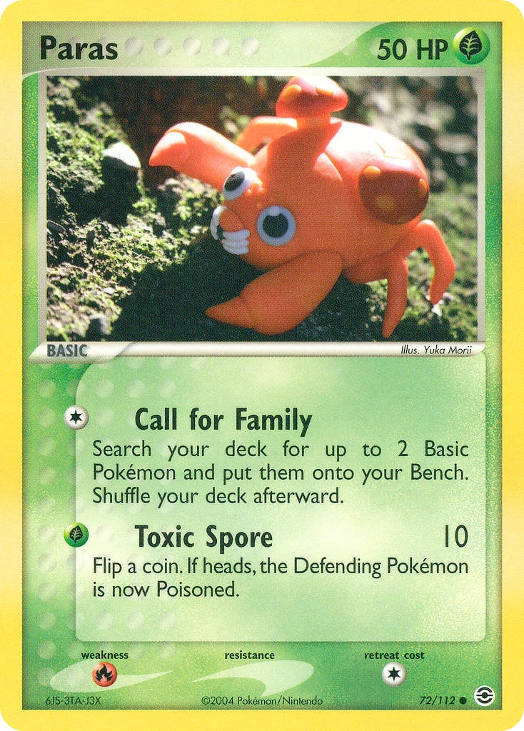 Paras 72/112, FireRed & LeafGreen Pokémon card