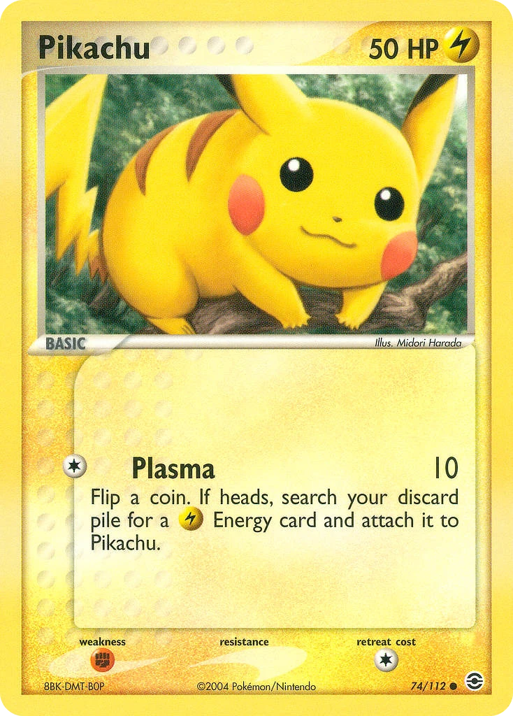 Pikachu 74/112, FireRed & LeafGreen Pokémon card
