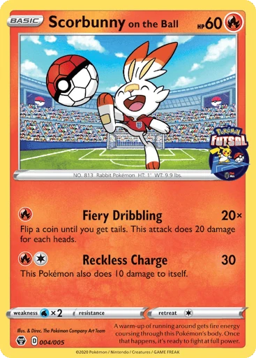 Scorbunny on the Ball 4/5 from Pokémon Futsal Collection