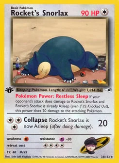1st Edition Rocket's Snorlax 33/132, Gym Heroes