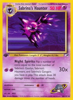 1st Edition Sabrina's Haunter 58/132, Gym Heroes