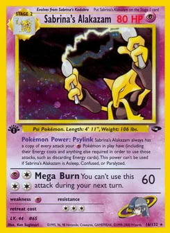 1st Edition Sabrina's Alakazam 16/132, Gym Challenge