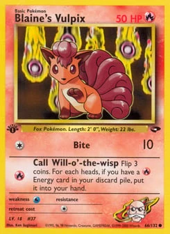 1st Edition Blaine's Vulpix 66/132, Gym Challenge
