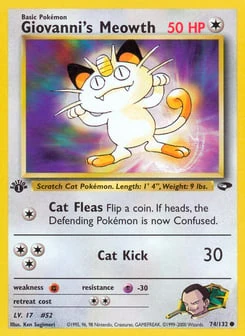 1st Edition Giovanni's Meowth 74/132, Gym Challenge