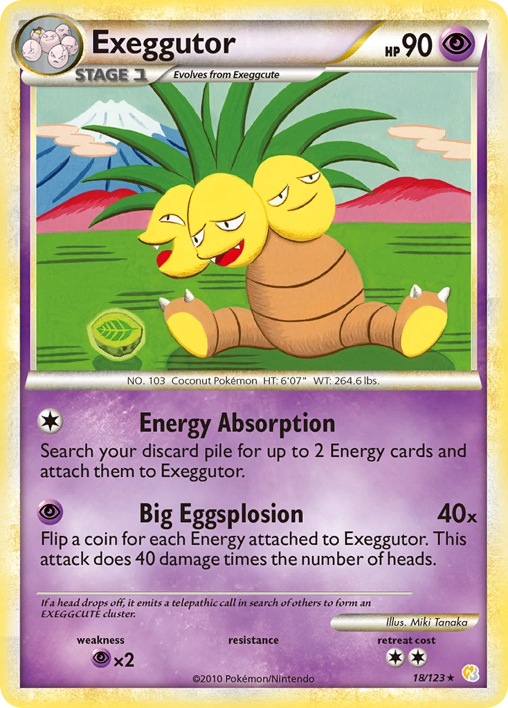 Exeggutor 18/123, HeartGold & SoulSilver Pokémon card