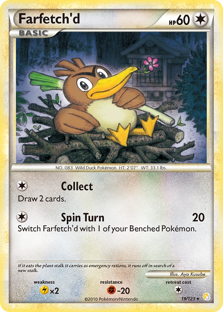 Farfetch'd 19/123, HeartGold & SoulSilver Pokémon card