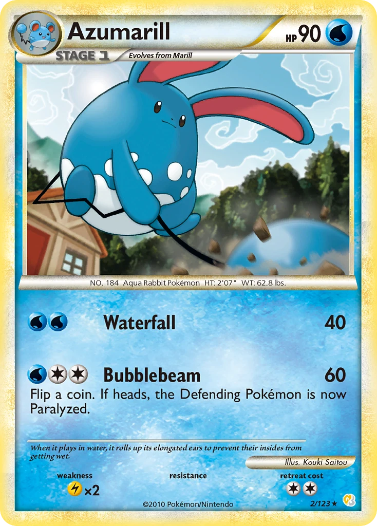 Azumarill 2/123, HeartGold & SoulSilver Pokémon card