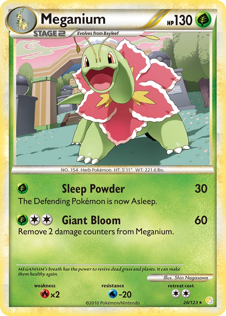 Meganium 26/123, HeartGold & SoulSilver Pokémon card