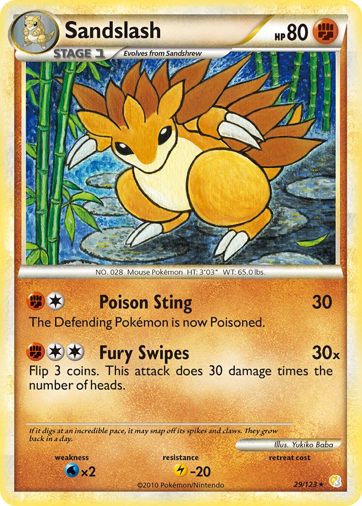 Sandslash 29/123, HeartGold & SoulSilver Pokémon card