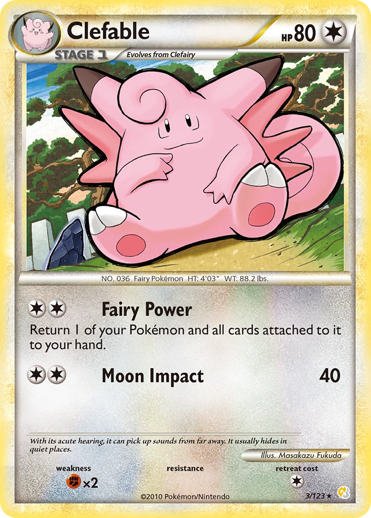 Clefable 3/123, HeartGold & SoulSilver Pokémon card