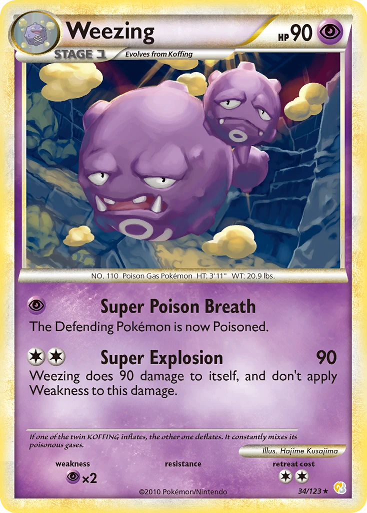 Weezing 34/123, HeartGold & SoulSilver Pokémon card