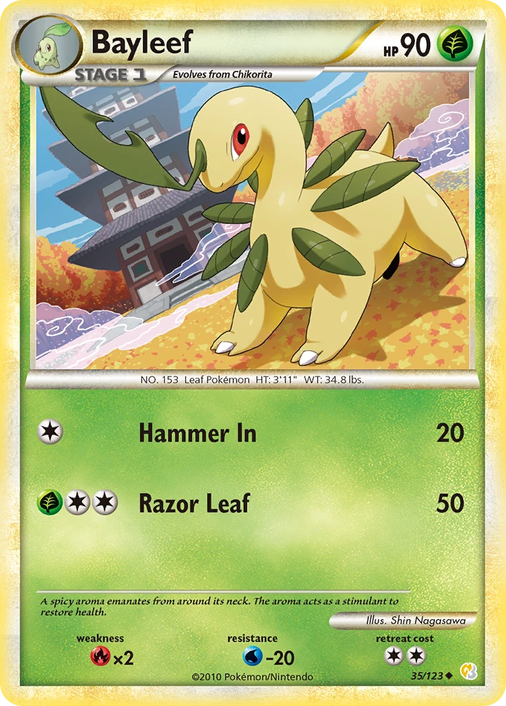 Bayleef 35/123, HeartGold & SoulSilver Pokémon card