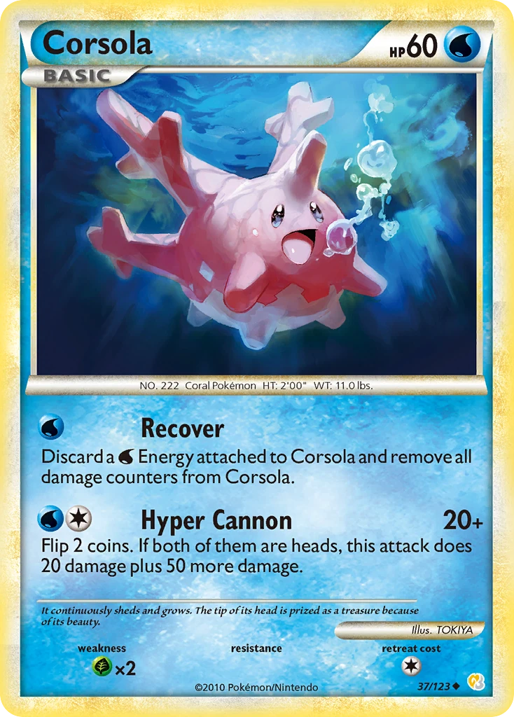 Corsola 37/123, HeartGold & SoulSilver Pokémon card