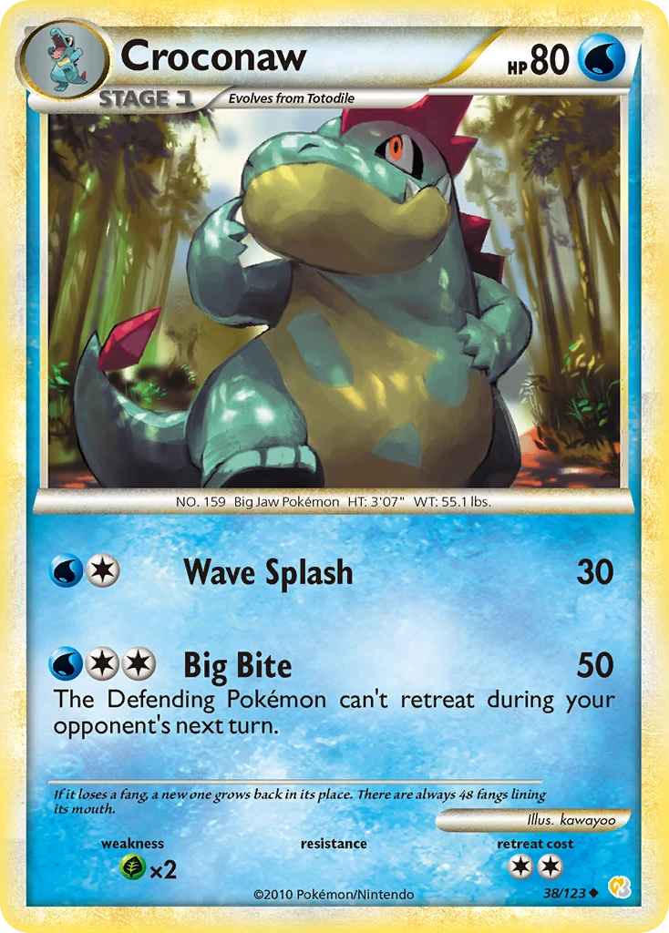 Croconaw 38/123, HeartGold & SoulSilver Pokémon card