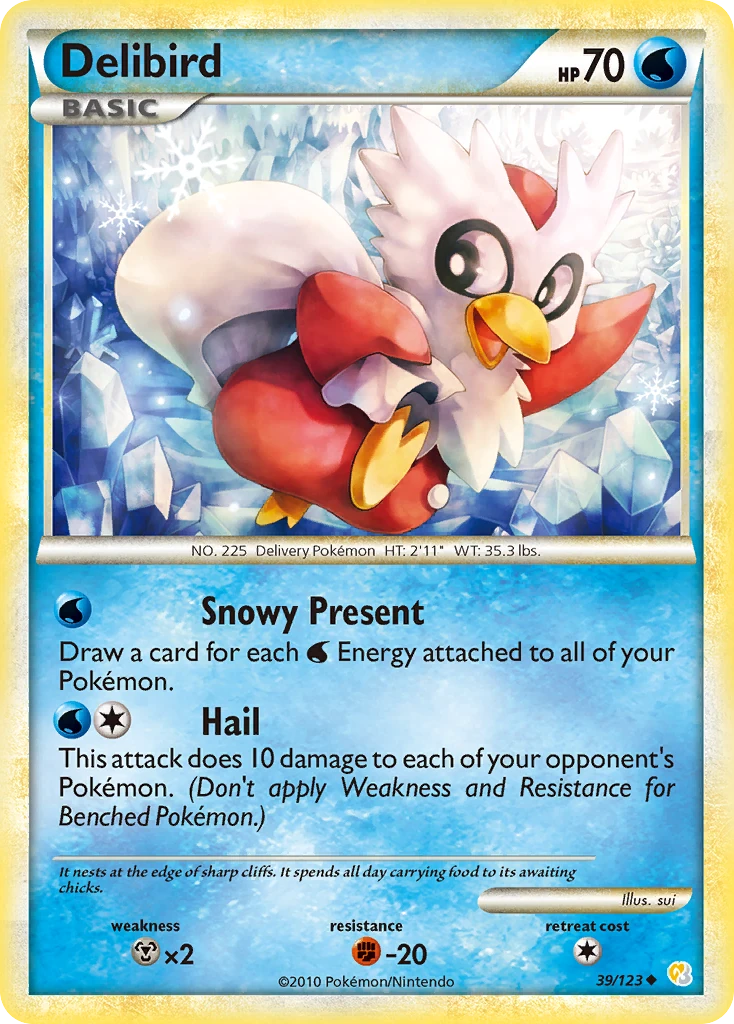 Delibird 39/123, HeartGold & SoulSilver Pokémon card