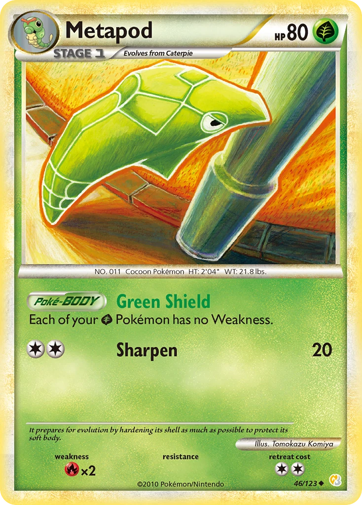 Metapod 46/123, HeartGold & SoulSilver Pokémon card