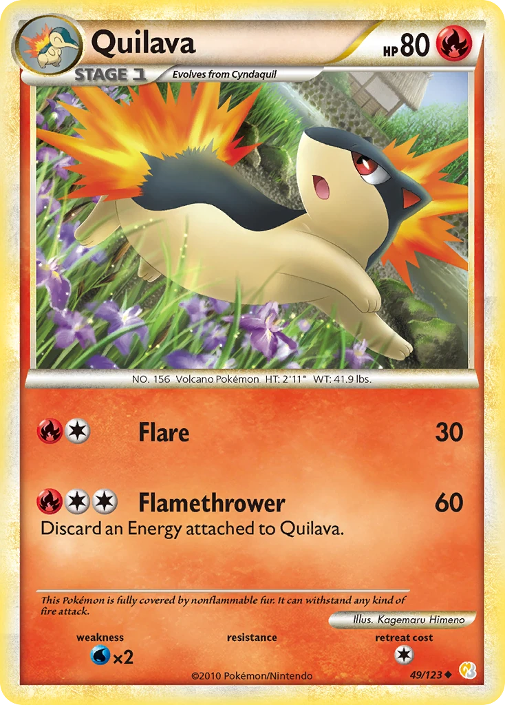 Quilava 49/123, HeartGold & SoulSilver Pokémon card
