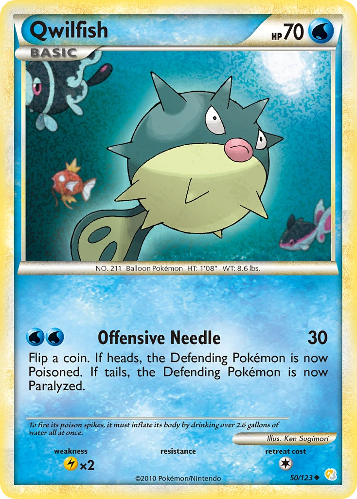 Qwilfish 50/123, HeartGold & SoulSilver Pokémon card