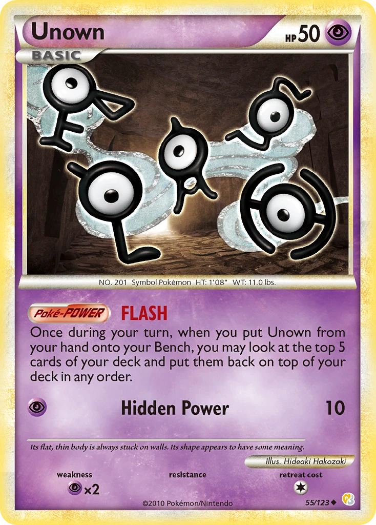 Unown 55/123, HeartGold & SoulSilver Pokémon card