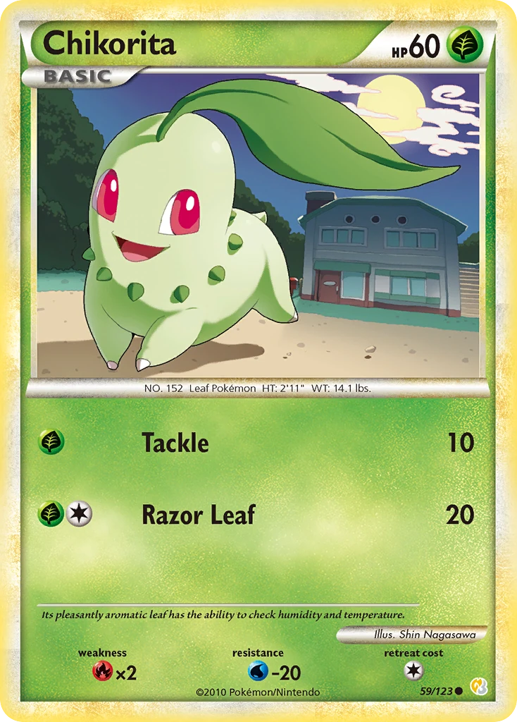Chikorita 59/123, HeartGold & SoulSilver Pokémon card
