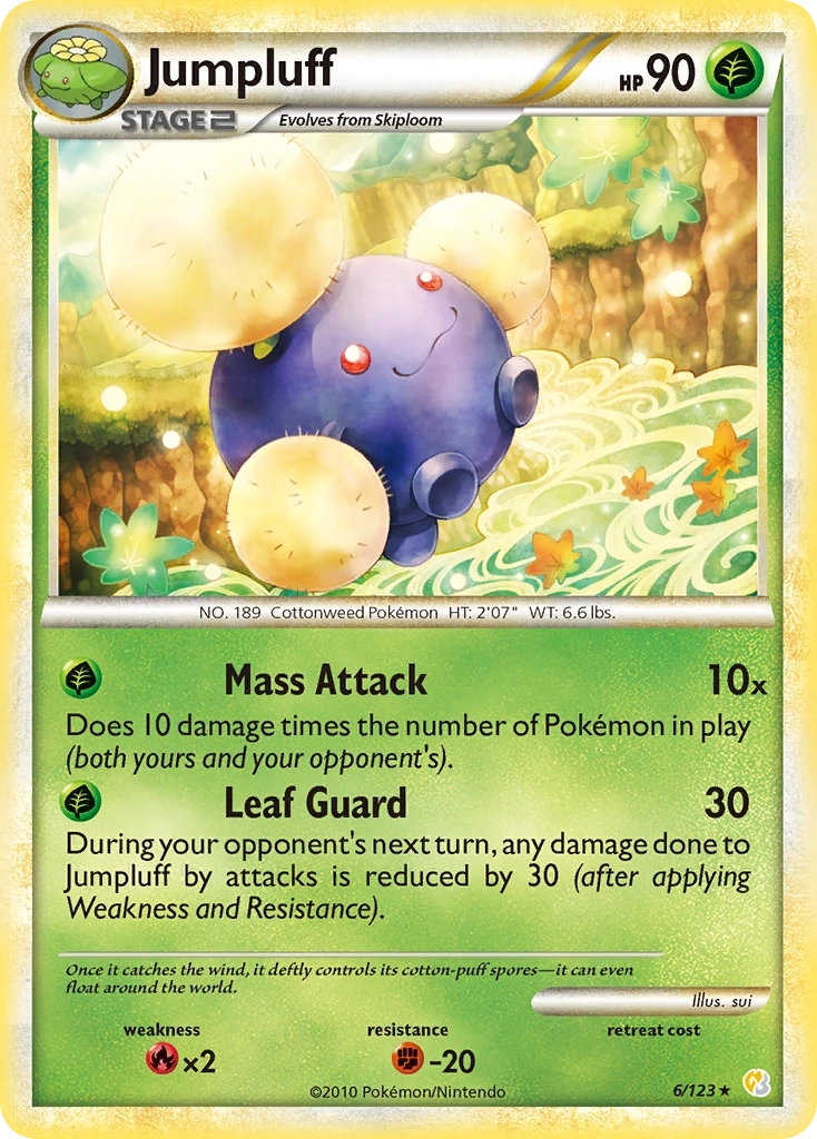 Jumpluff 6/123, HeartGold & SoulSilver Pokémon card