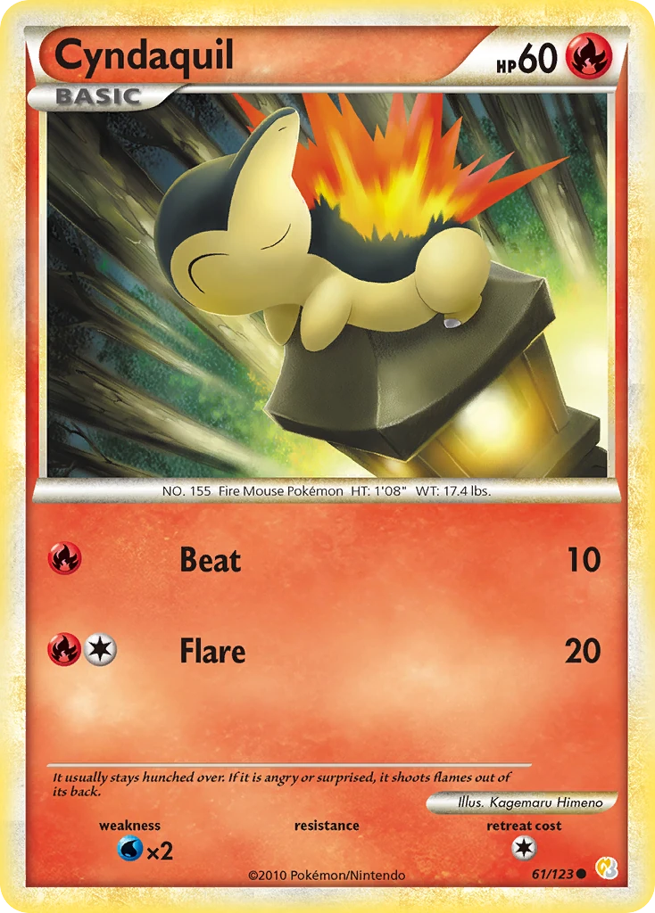 Cyndaquil 61/123, HeartGold & SoulSilver Pokémon card