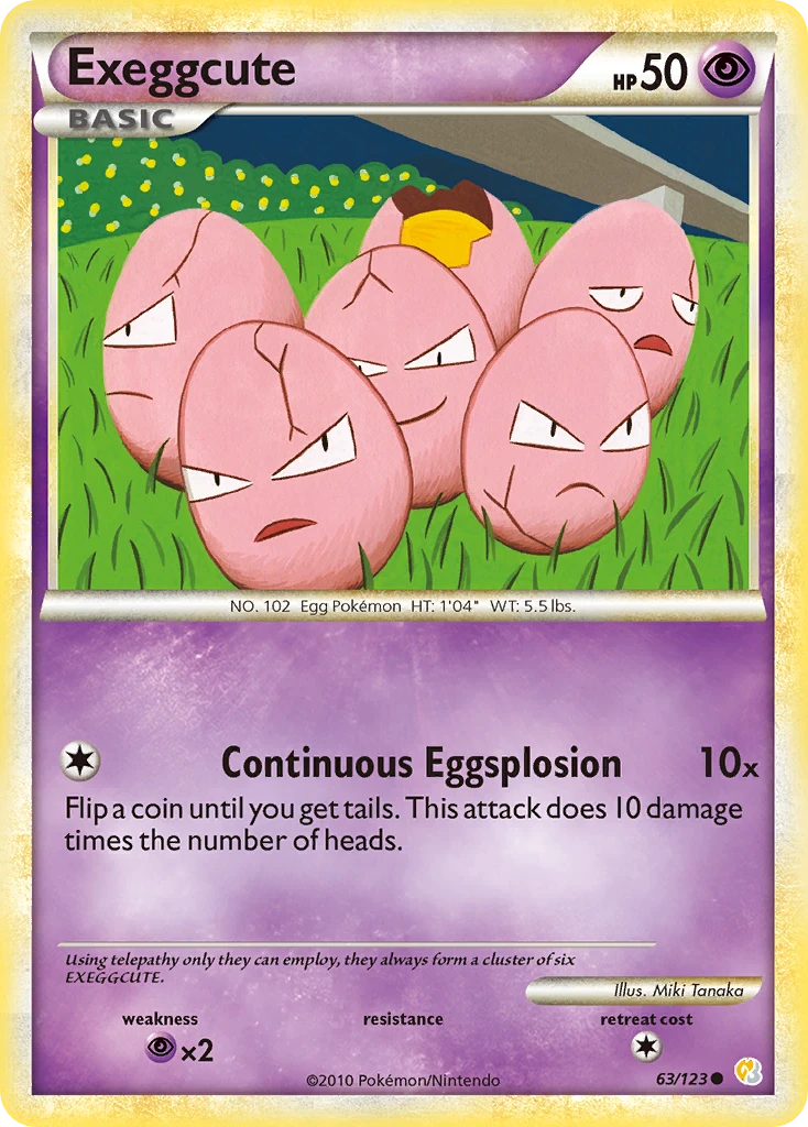 Exeggcute 63/123, HeartGold & SoulSilver Pokémon card