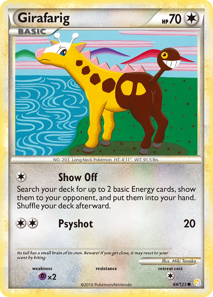 Girafarig 64/123, HeartGold & SoulSilver Pokémon card