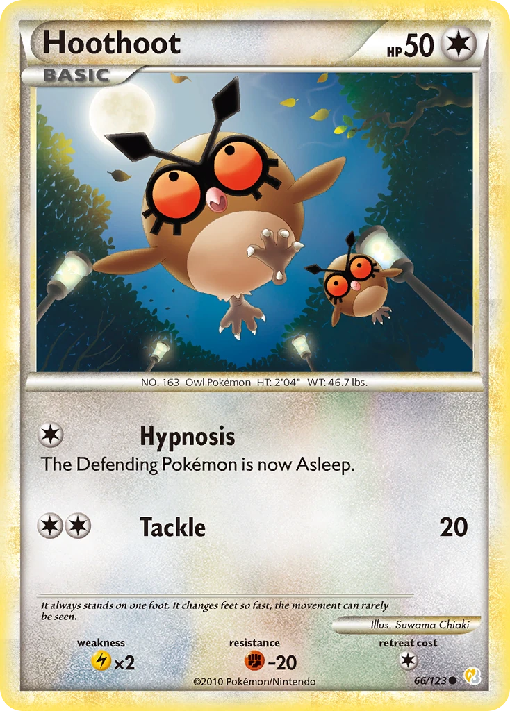 Hoothoot 66/123, HeartGold & SoulSilver Pokémon card