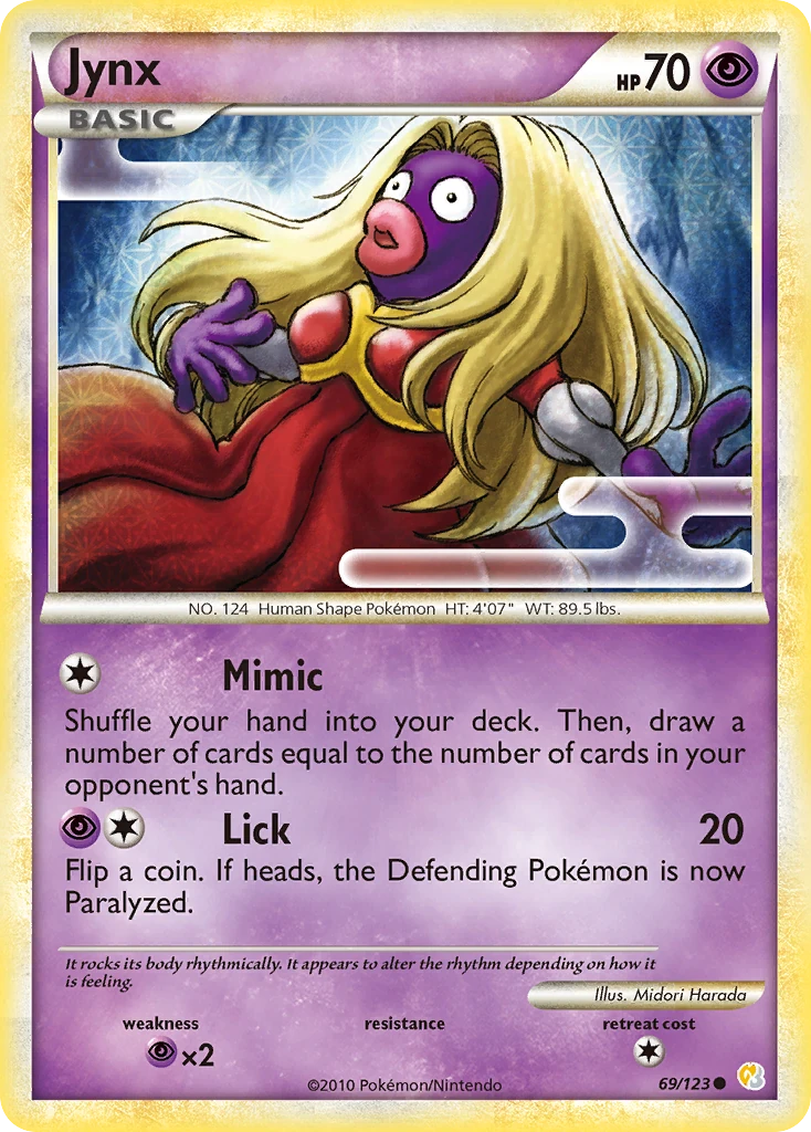 Jynx 69/123, HeartGold & SoulSilver Pokémon card