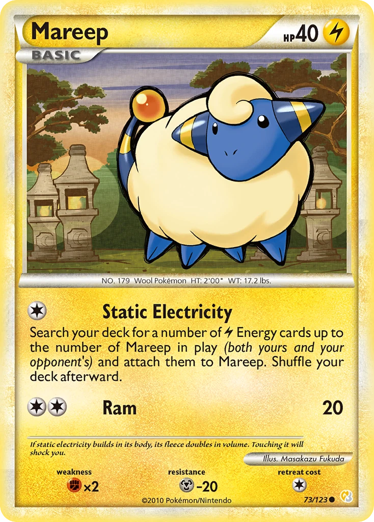 Mareep 73/123, HeartGold & SoulSilver Pokémon card