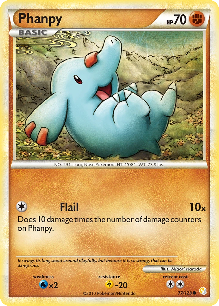 Phanpy 77/123, HeartGold & SoulSilver Pokémon card