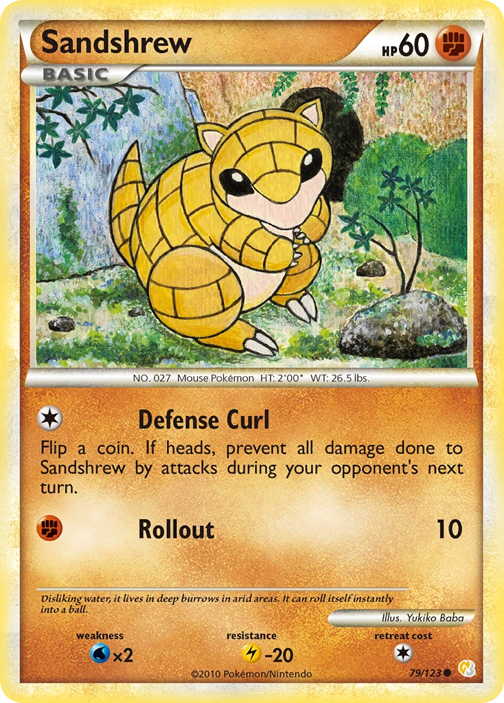 Sandshrew 79/123, HeartGold & SoulSilver Pokémon card