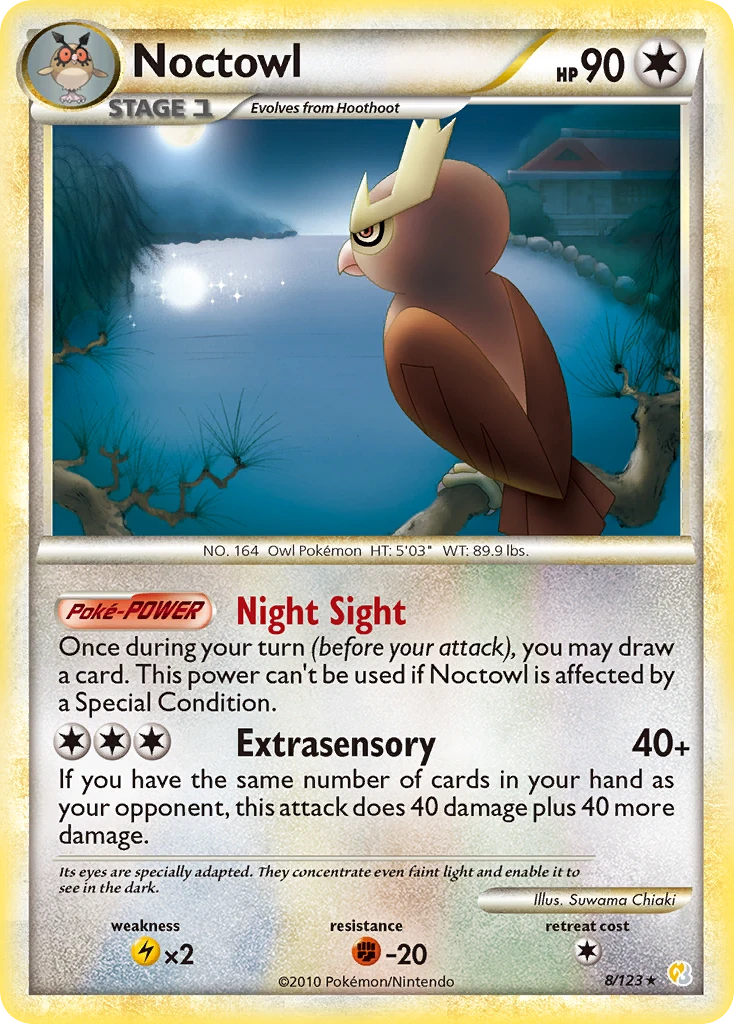 Noctowl 8/123, HeartGold & SoulSilver Pokémon card