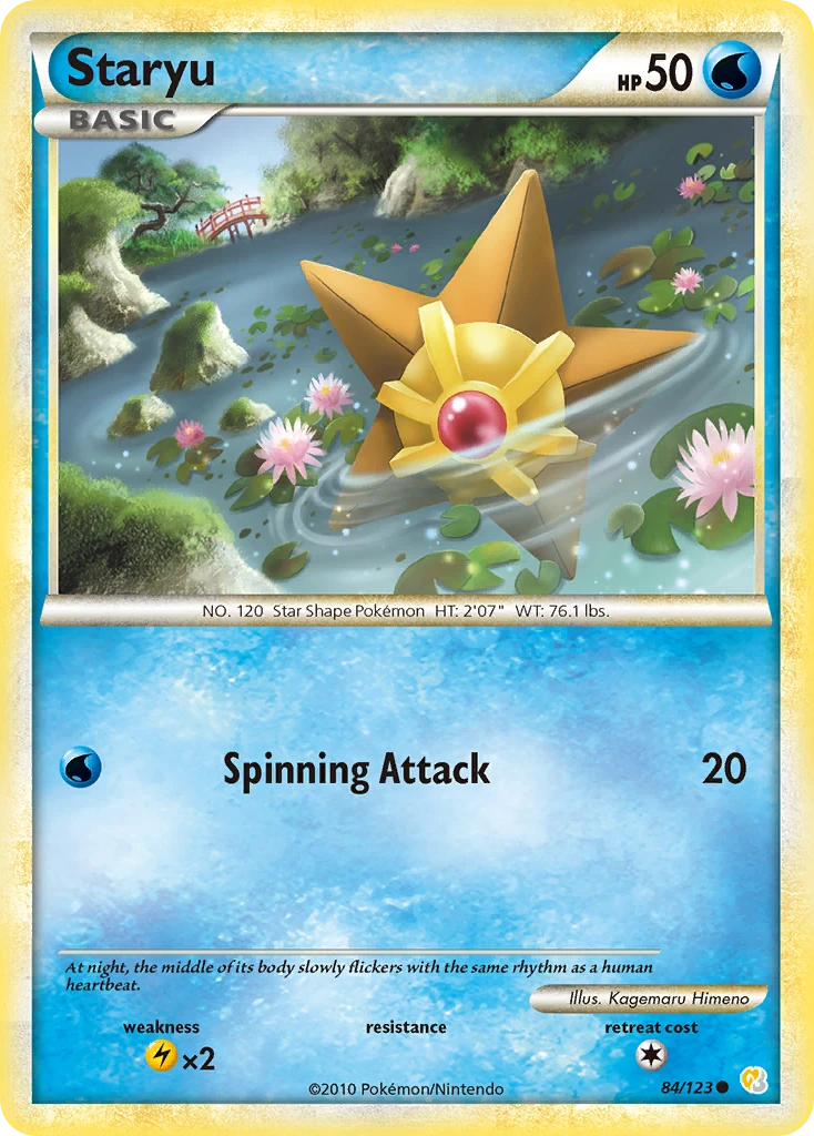 Staryu 84/123, HeartGold & SoulSilver Pokémon card