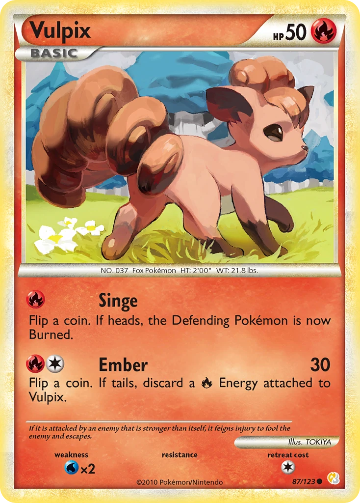Vulpix 87/123, HeartGold & SoulSilver Pokémon card