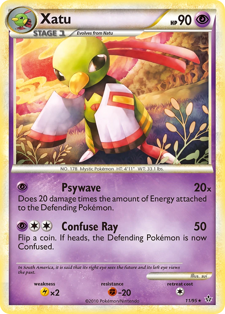 Xatu 11/95, HS—Unleashed Pokémon card