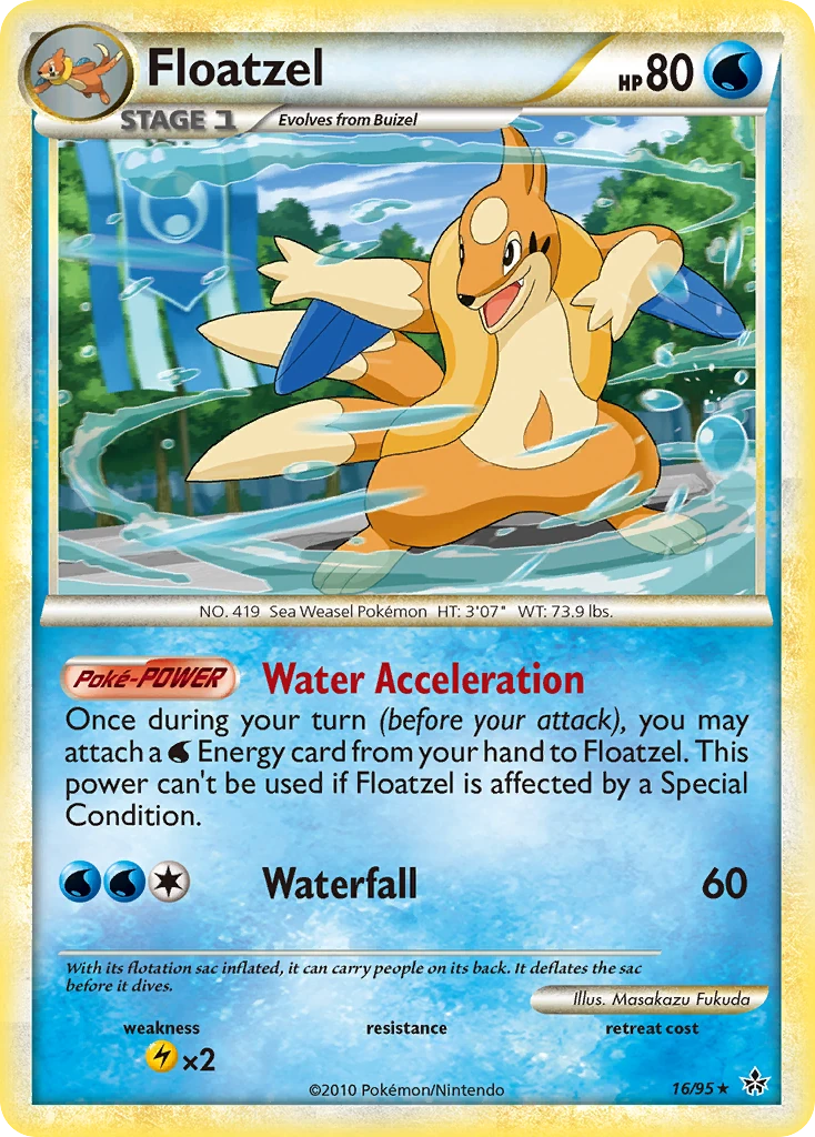 Floatzel 16/95, HS—Unleashed Pokémon card