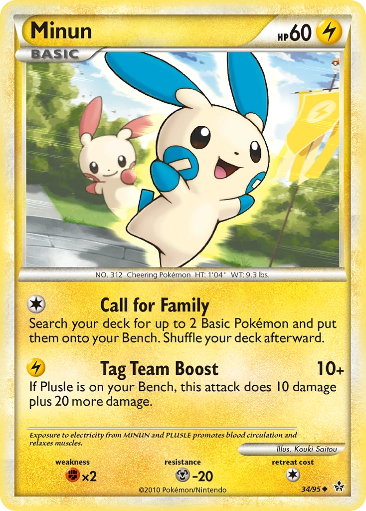 Minun 34/95, HS—Unleashed Pokémon card
