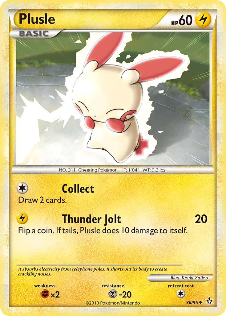 Plusle 36/95, HS—Unleashed Pokémon card