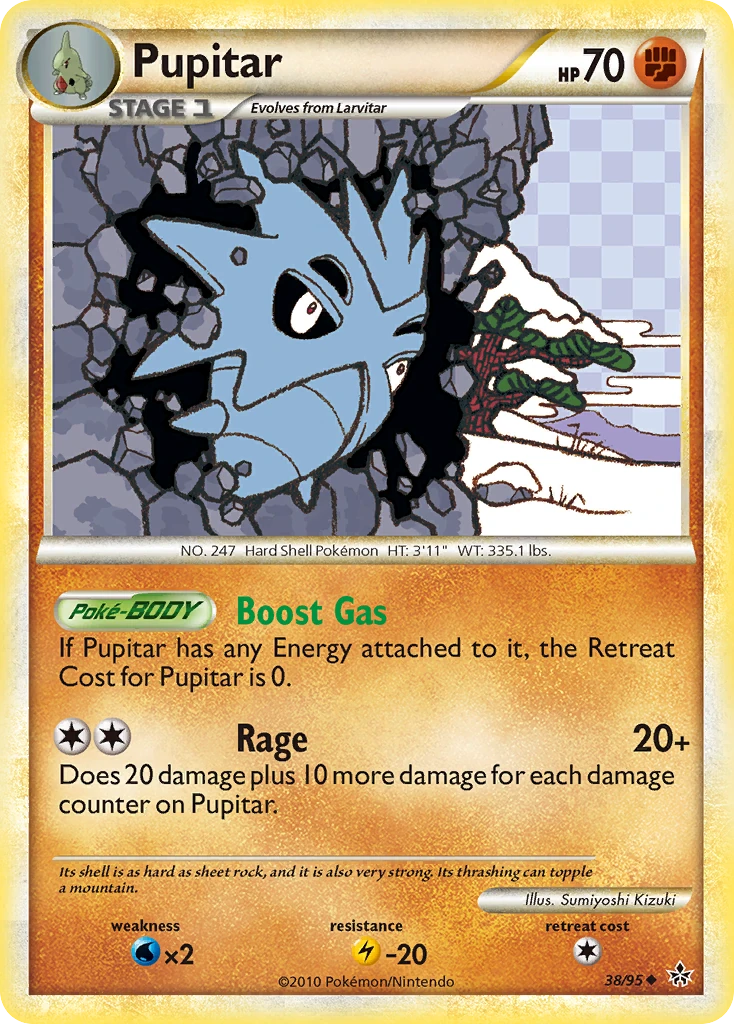 Pupitar 38/95, HS—Unleashed Pokémon card