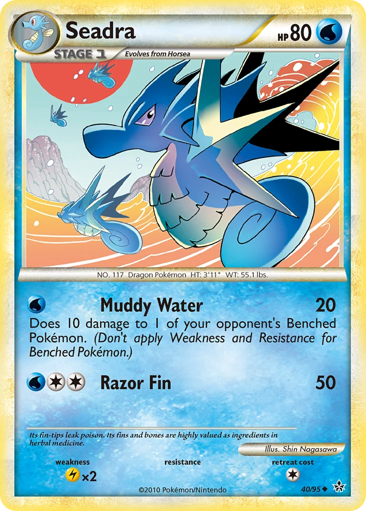 Seadra 40/95, HS—Unleashed Pokémon card