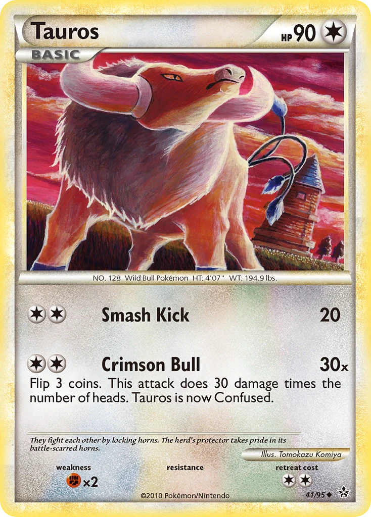 Tauros 41/95, HS—Unleashed Pokémon card