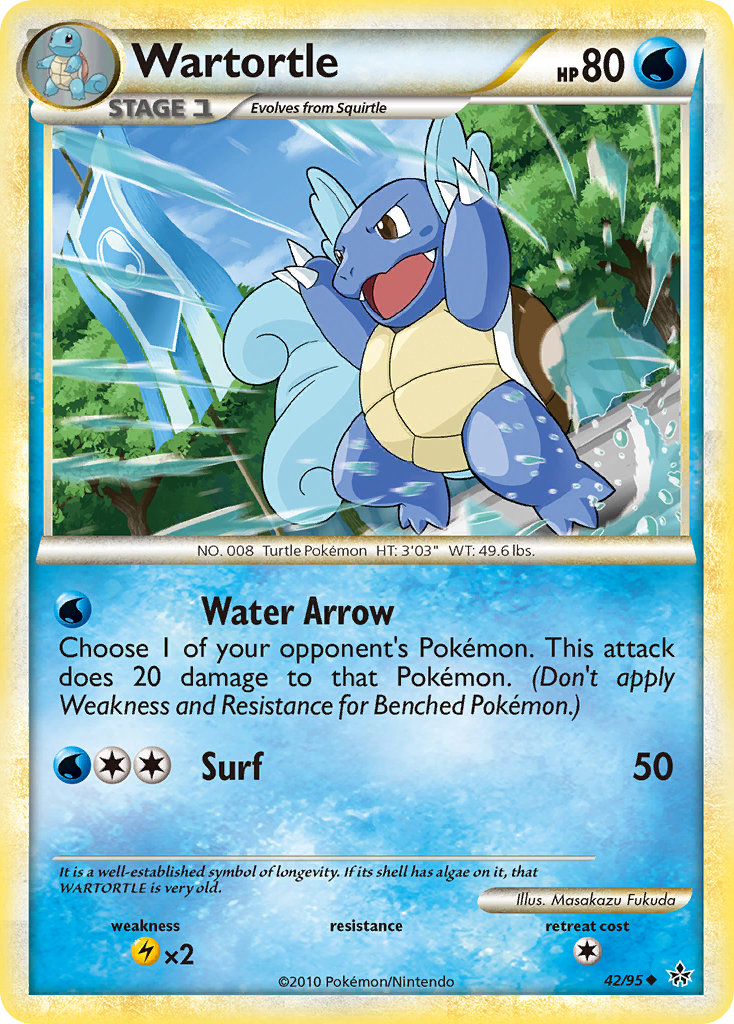 Wartortle 42/95, HS—Unleashed Pokémon card