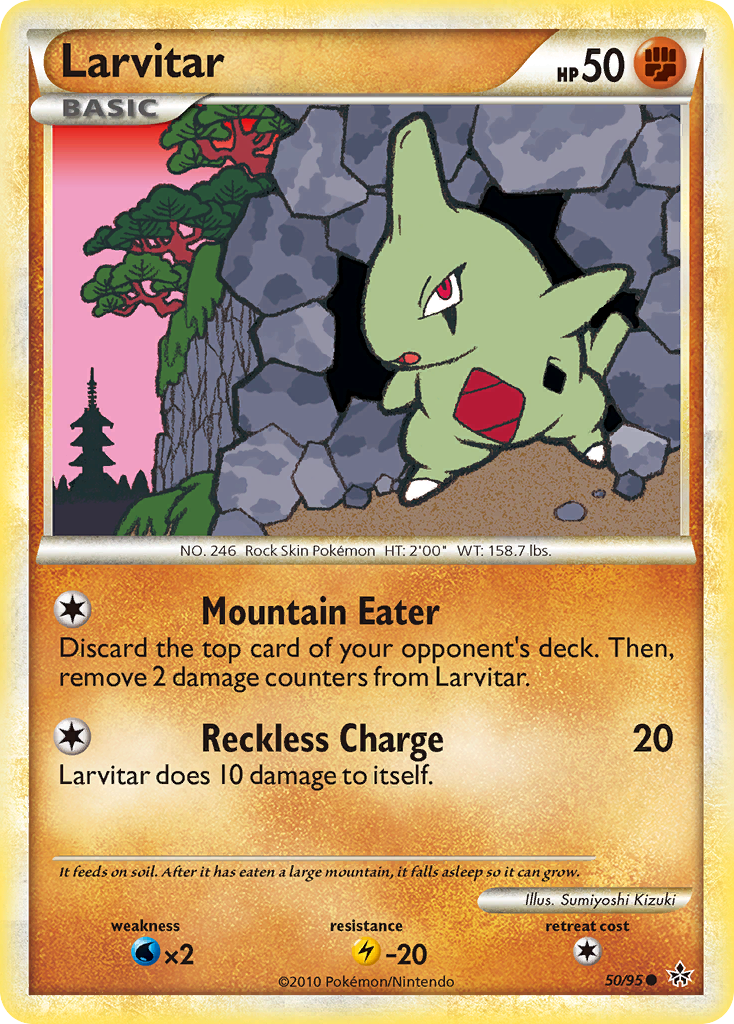 Larvitar 50/95, HS—Unleashed Pokémon card