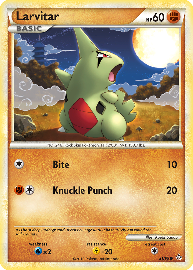 Larvitar 51/95, HS—Unleashed Pokémon card